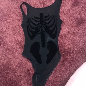 sheer skeleton body suit